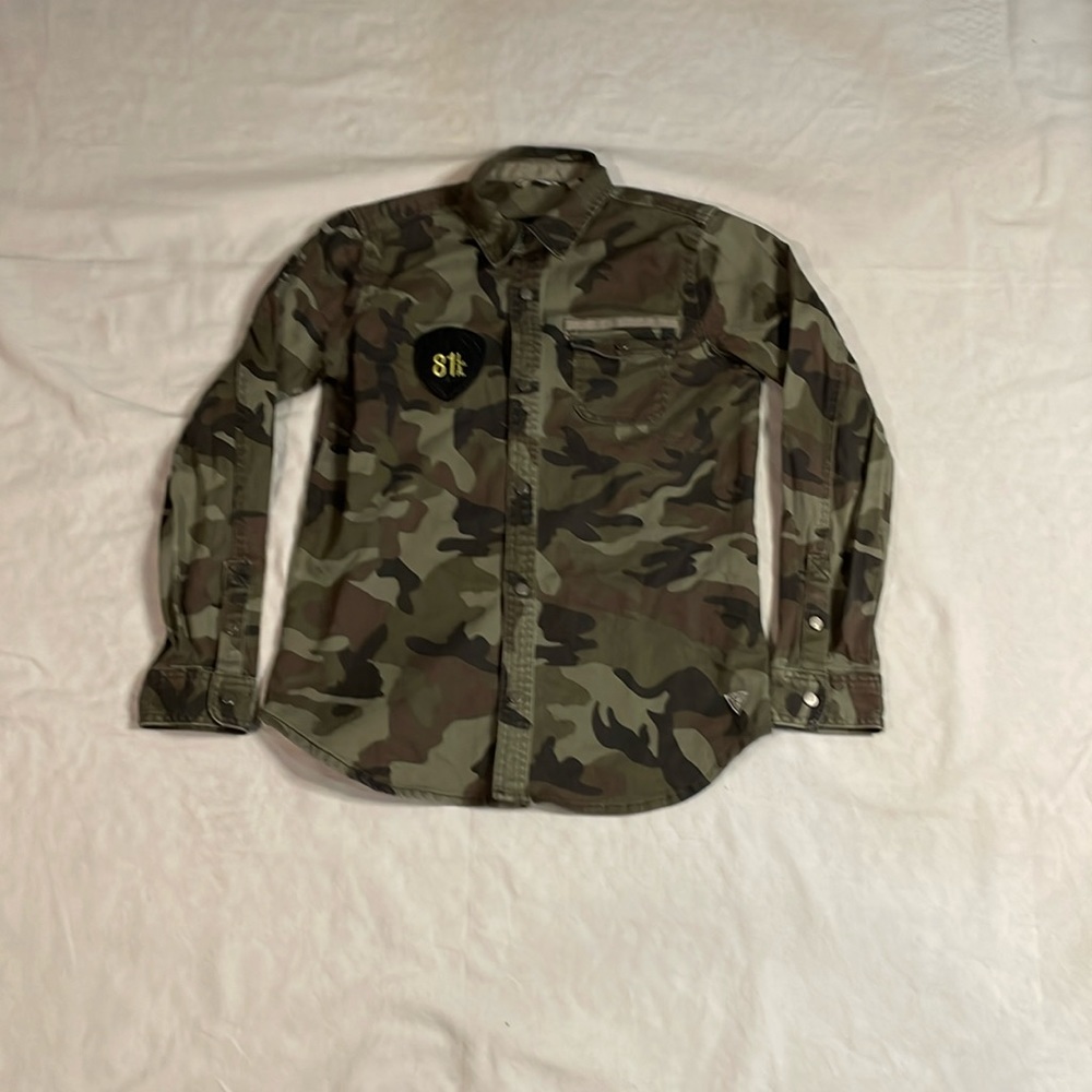 Guess Boys Camouflage Shirt Button Up Size 12